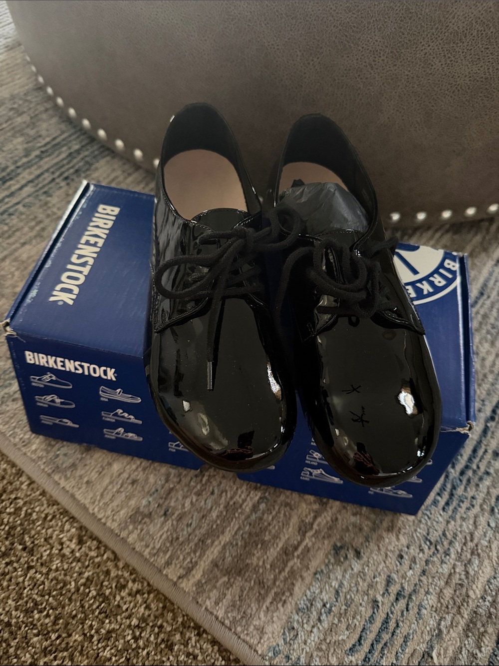 Birkenstock Women's Black Patent Lace-Up Flats